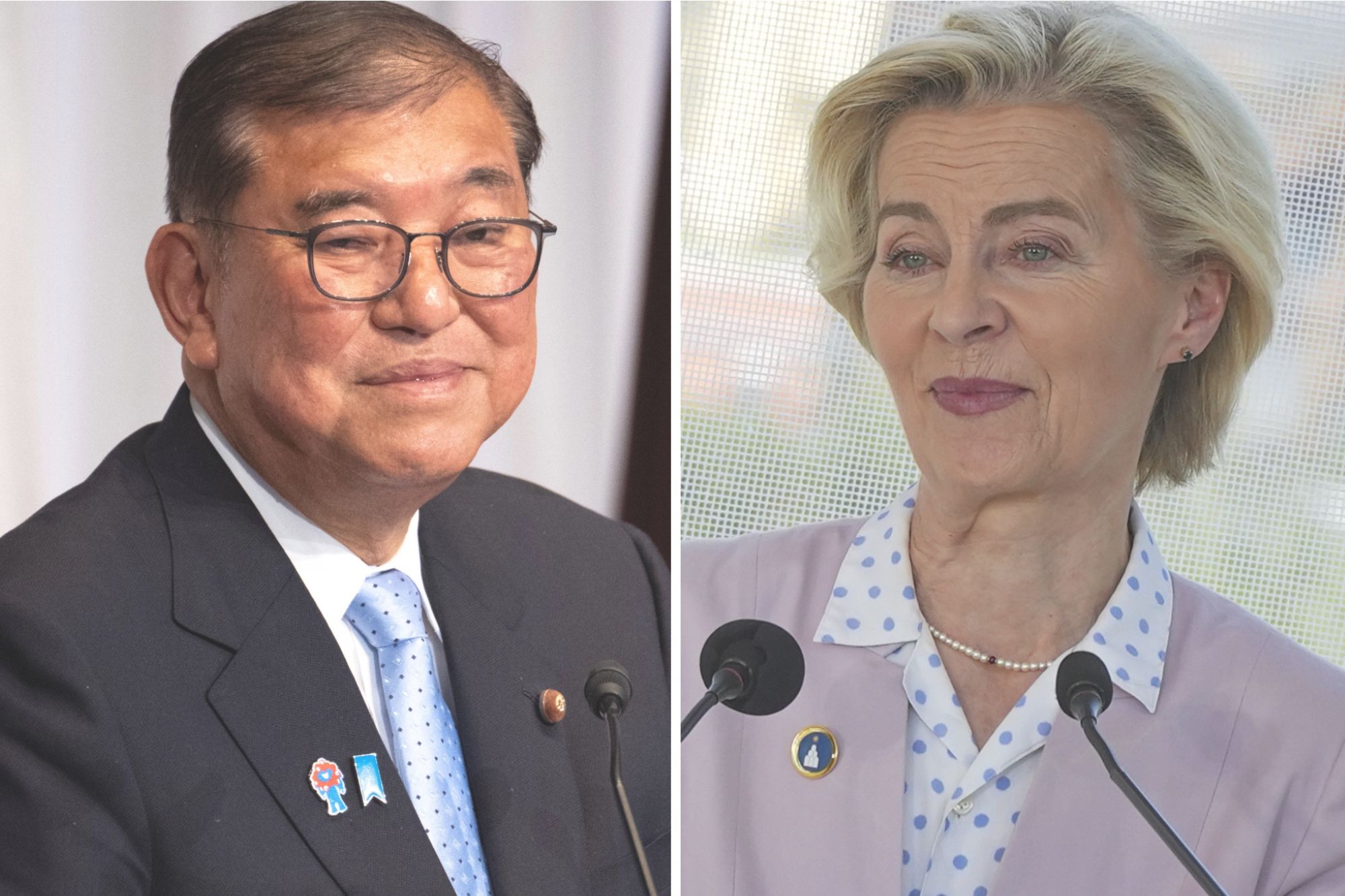 Primo ministro giapponese Ishiba e la presidente della Commissione europea Ursula von der Leyen (Philip Fong Pool/Barbara Amendola/Ipa)