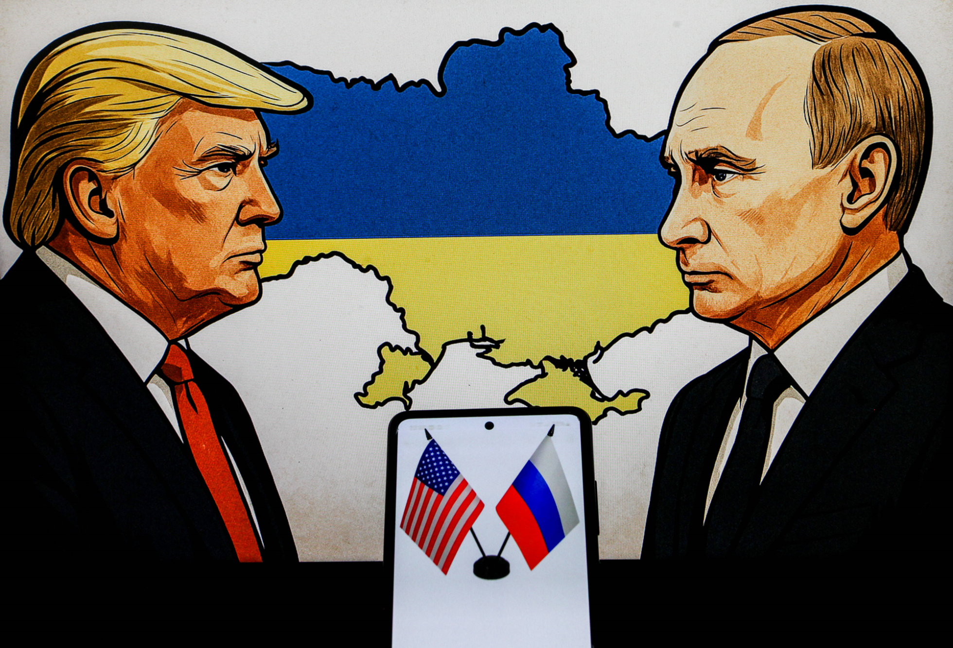 Fumetto di Trump e Putin al Vertice in Alaska
