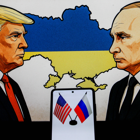 Fumetto di Trump e Putin al Vertice in Alaska