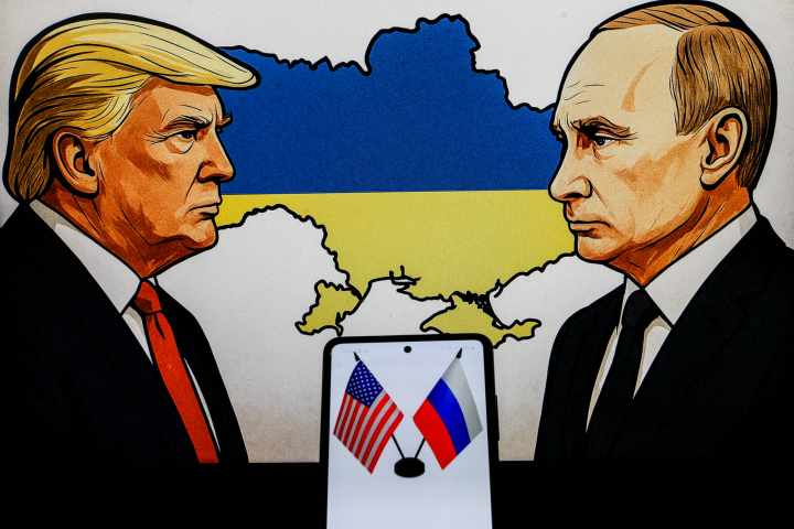 Fumetto di Trump e Putin al Vertice in Alaska