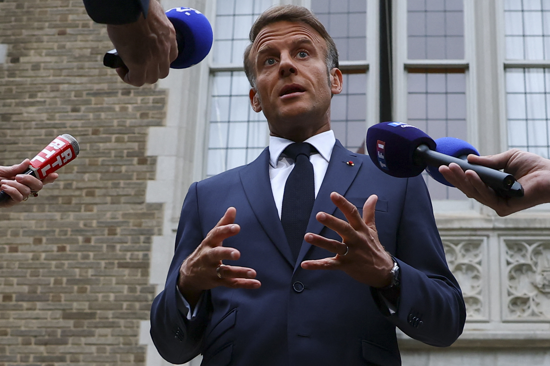 Il presidente francese Emmanuel Macron alla Casa Bianca (Yves Herman/Pool/Abaca/Ipa)