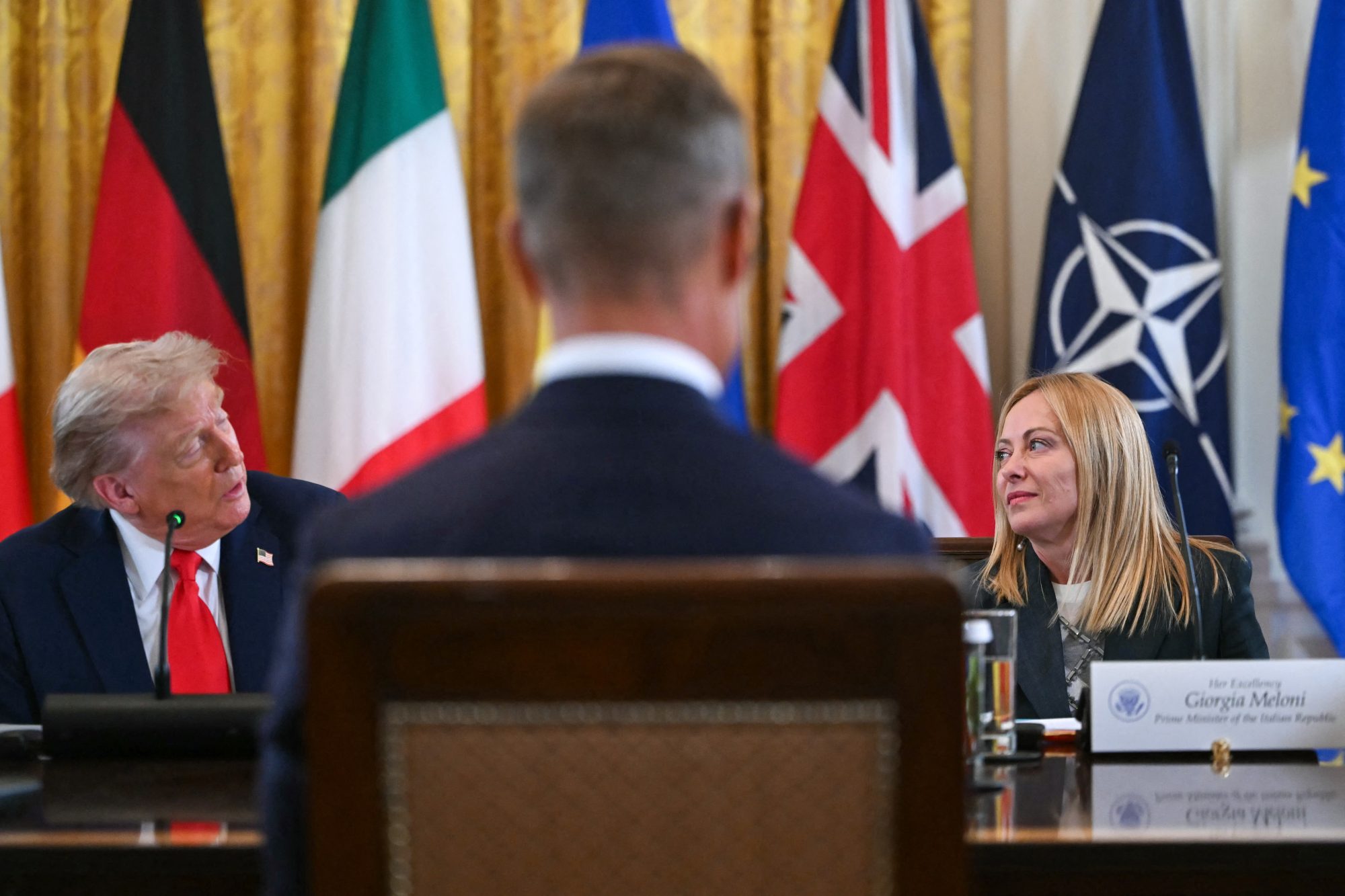 La premier italiana Giorgia Meloni alla Casa Bianca (Andrew Caballero-Reynold/Afp)