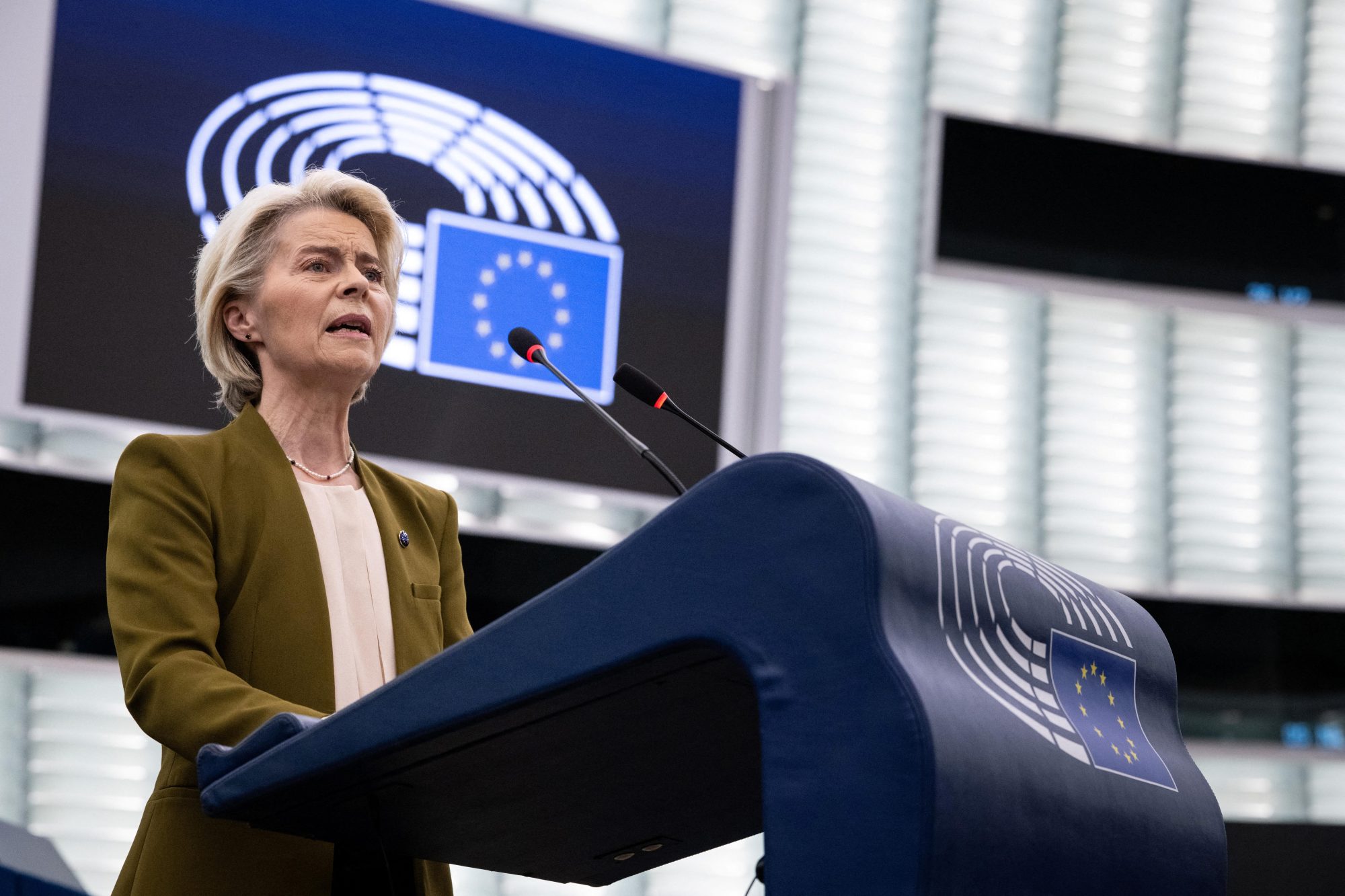 Soteu 2025, la presidente della Commissione europea Ursula von der Leyen (Afp)
