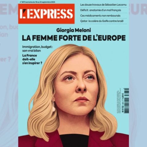 La presidente del Consiglio Giorgia Meloni in copertina sul settimanale francese L'Express