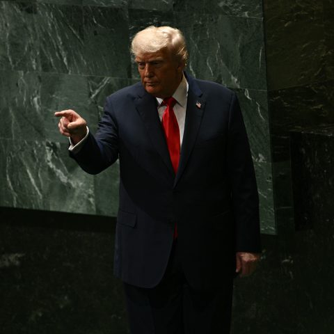 Donald Trump saluta l'Onu (Afp)