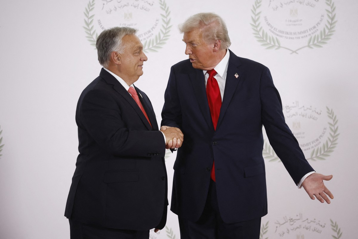 Il presidente ungherese Viktor Orban e il presidente statunitense Donald Trump (Afp)