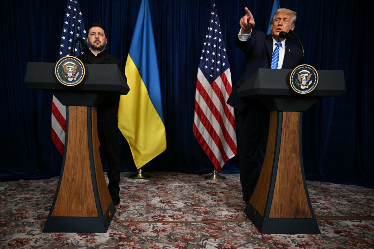 I Presidenti Zelensky e Trump al doppio podio a Mar-a-Lago