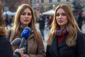 Donne parlano con giornalista canva ai