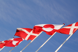 Bandiere della Danimarca e della Groenlandia