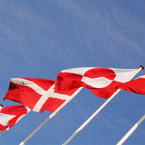 Bandiere della Danimarca e della Groenlandia