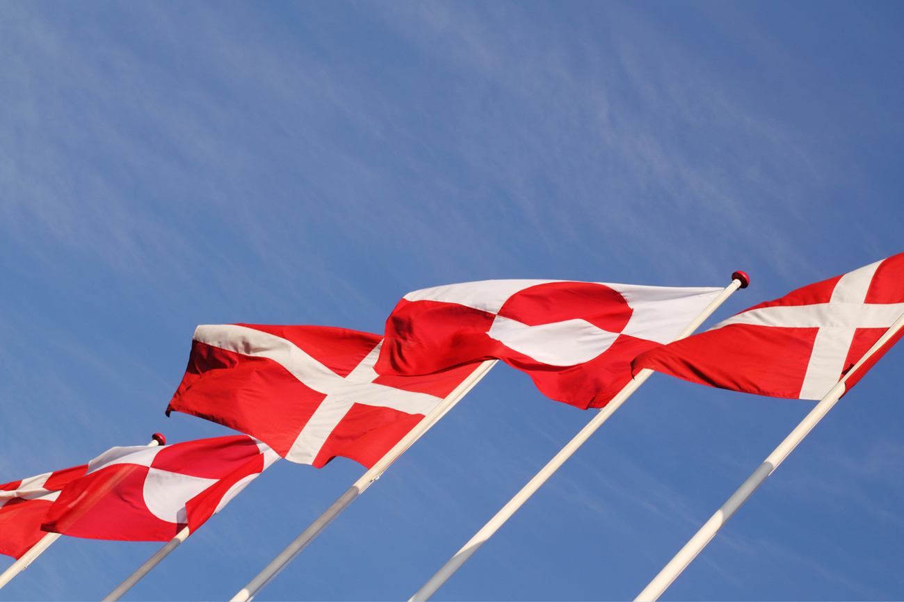 Bandiere della Danimarca e della Groenlandia