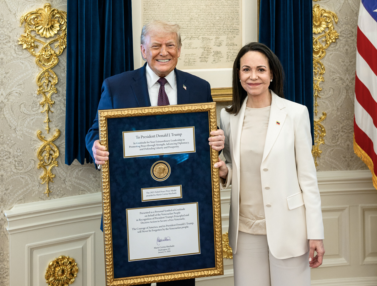 Maria Corina Machado regala a Donald Trump il suo Premio Nobel
