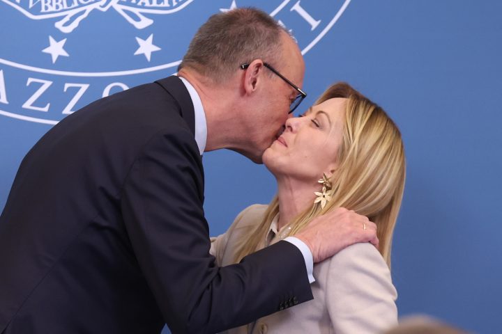 Roma, Vertice intergovernativo tra i leader di Italia e Germania, Giorgia Meloni e Friedrick Merz (Ipa/Fotogramma)