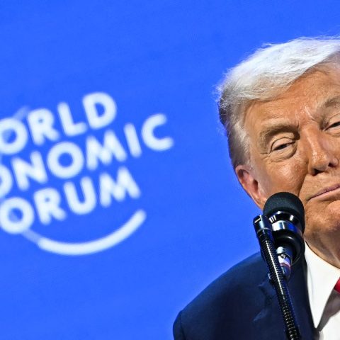 Il presidente statunitense Donald Trump al World Economic Forum (Afp)