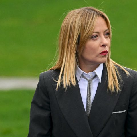 La presidente del Consiglio italiano Giorgia Meloni al suo arrivo al Summit sulla Competitività in Belgio (Afp)