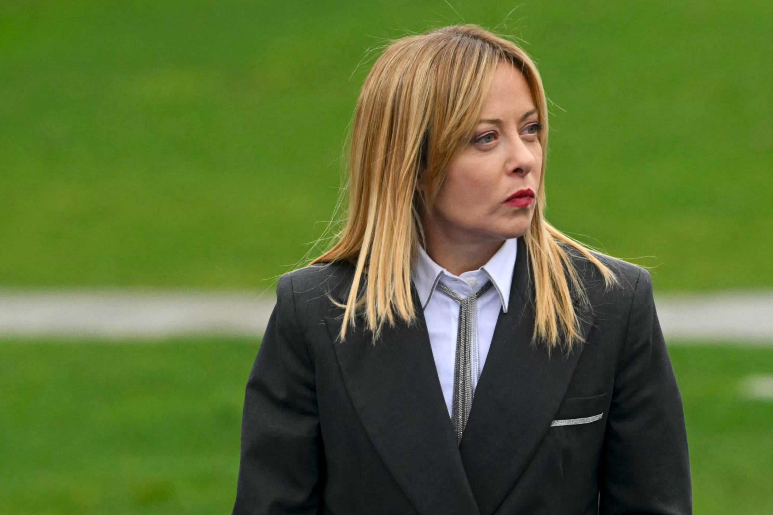 La presidente del Consiglio italiano Giorgia Meloni al suo arrivo al Summit sulla Competitività in Belgio (Afp)