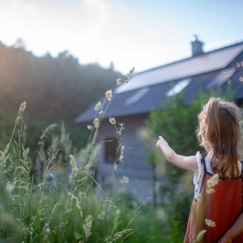 Bambina pannelli solari canva