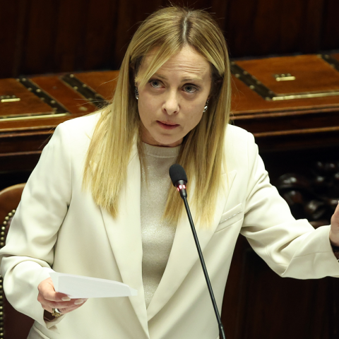 La premier Giorgia Meloni parla alla Camera