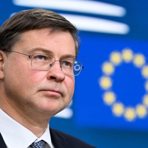 Belgio, Bruxelles: Valdis Dombrovskis, vicepresidente esecutivo della Commissione europea