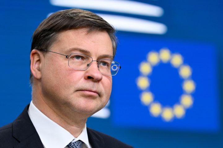 Belgio, Bruxelles: Valdis Dombrovskis, vicepresidente esecutivo della Commissione europea