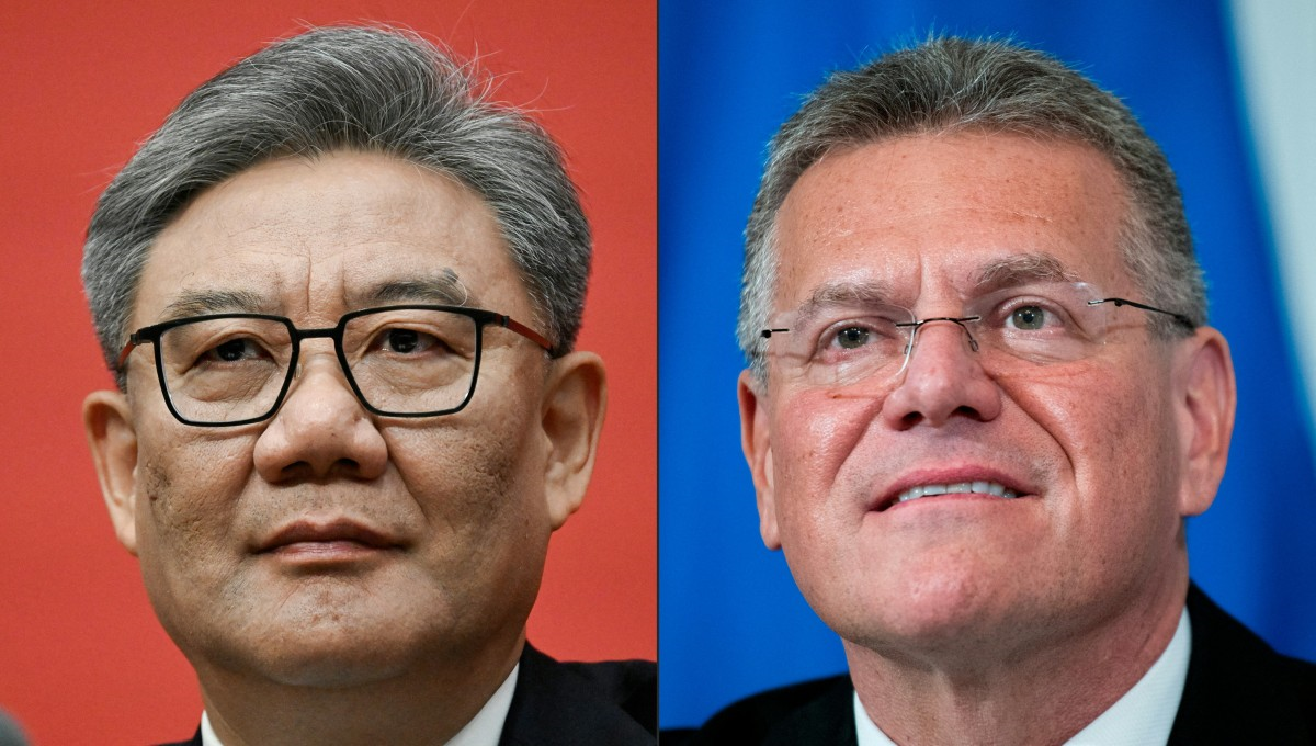 Il commissario al Commercio Maroš Šefčovič e il ministro del Commercio di Pechino Wang Wentao