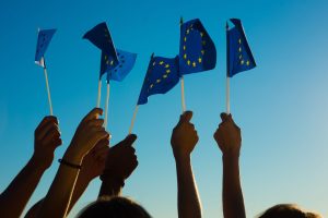 Cittadini europei mani bandiera