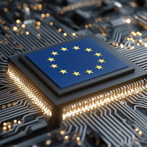 European Union Digital Microchip Concept Representing EU Technology Strategy, Semiconductor Innovation, Digital Sovereignty, Cybersecurity, and Advanced European Tech Infrastructure