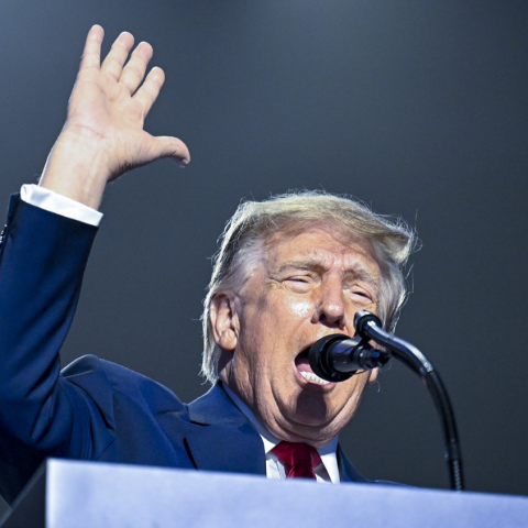 Donald Trump a un comizio
