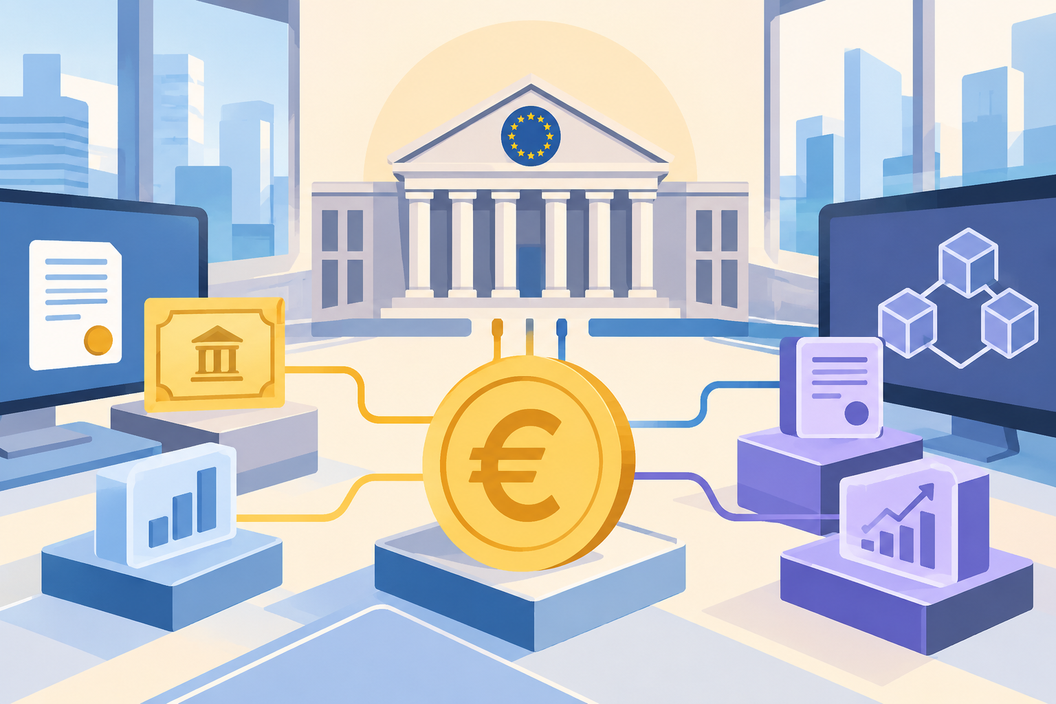 Rappresentazione concettuale dell'euro digitale banche