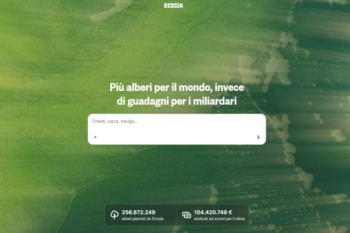 L'home page del motore di ricerca Ecosia