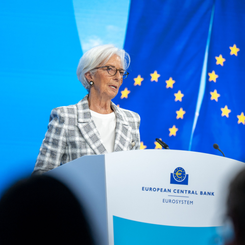 Christine Lagarde in conferenza stampa