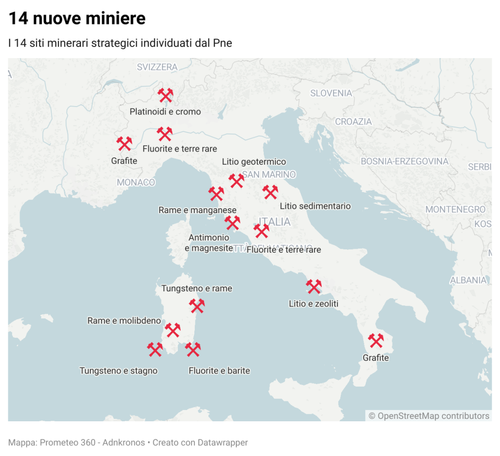 Infografica Nuove Miniere Adnkronos