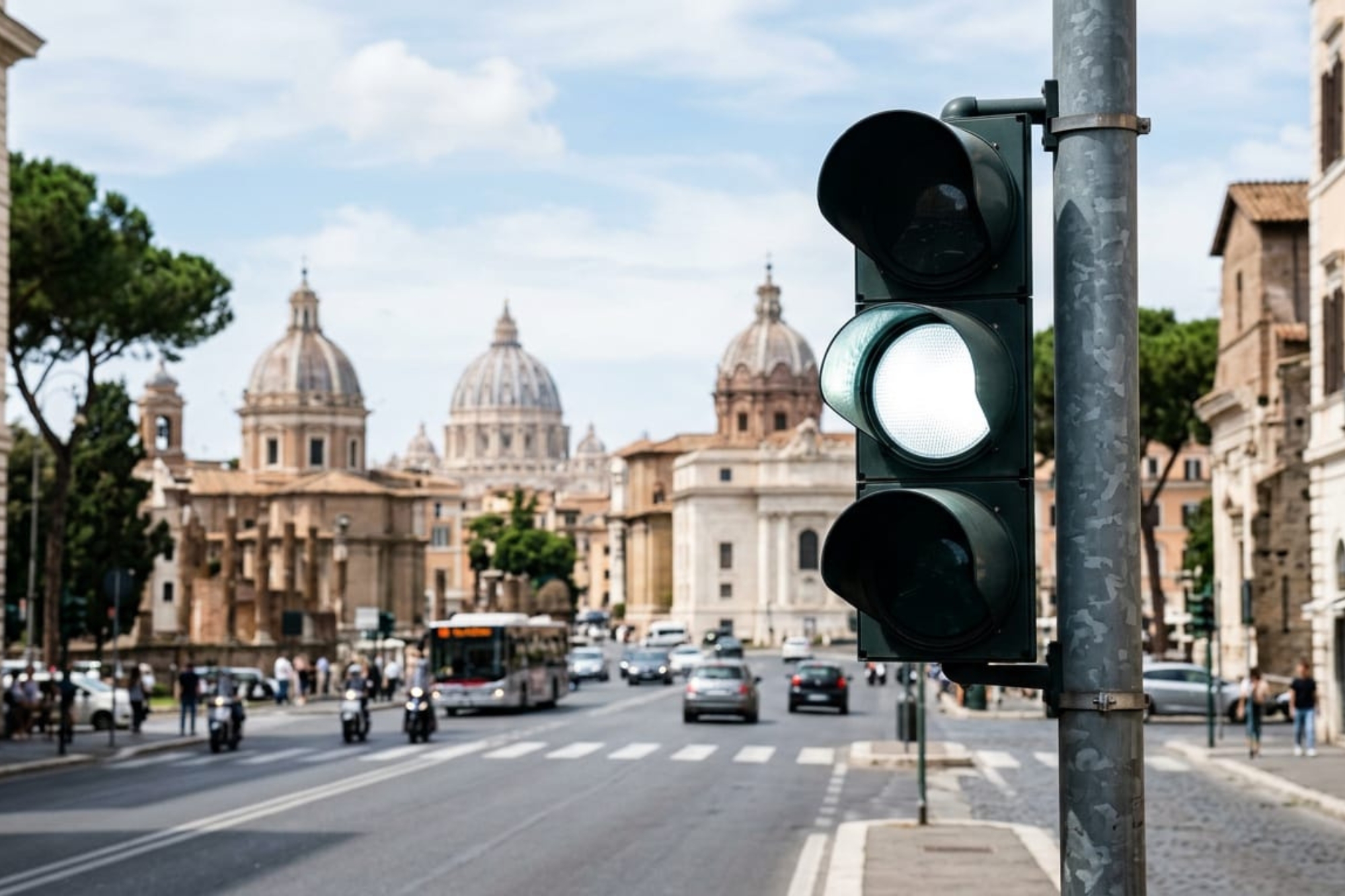 Semaforo luce bianca roma