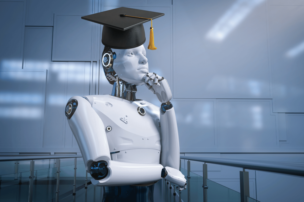 Intelligenza artificiale con il tocco, simbolo della laurea