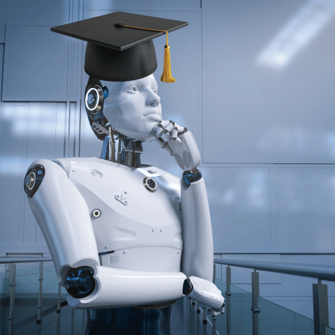 Intelligenza artificiale con il tocco, simbolo della laurea