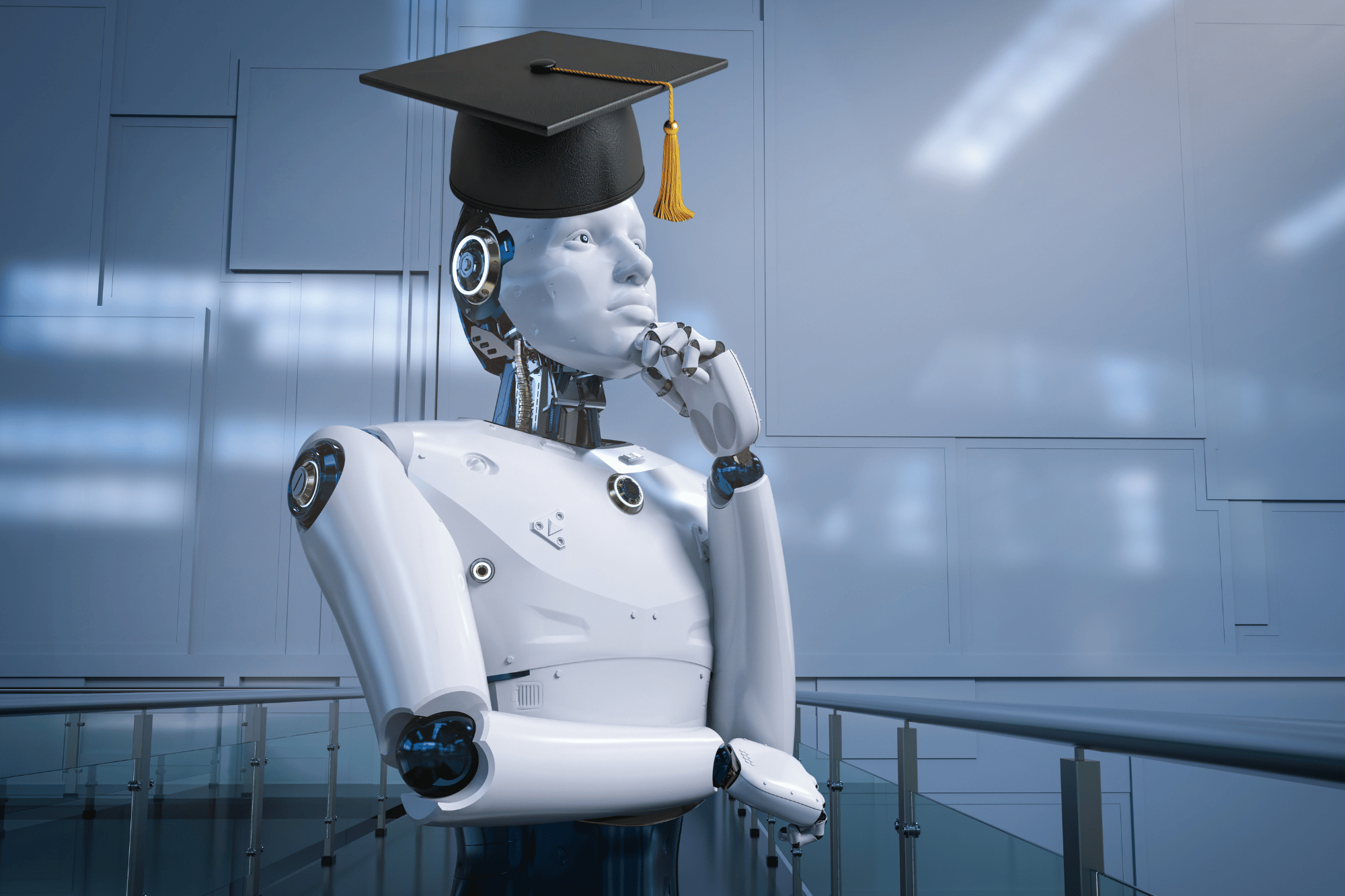 Intelligenza artificiale con il tocco, simbolo della laurea
