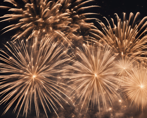 Fuochi d’artificio colorati nel cielo notturno