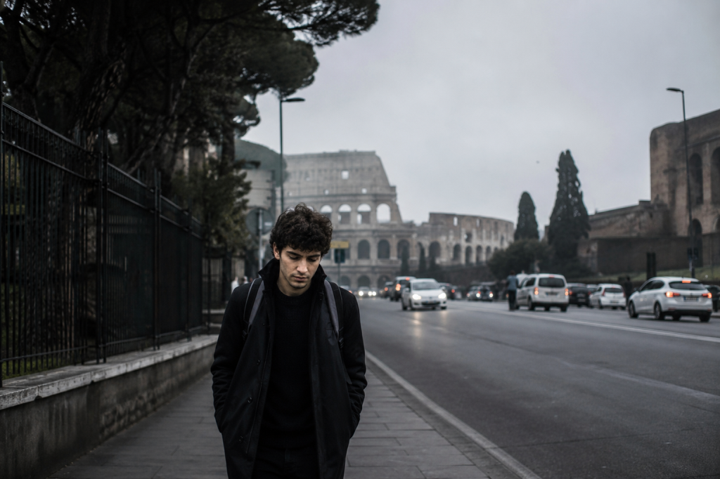 Ragazzo triste a Roma chatgpt