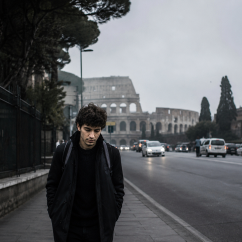Ragazzo triste a Roma chatgpt