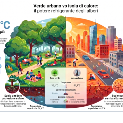 Isole di calore urbane, fino a 4°C con più alberi e suoli naturali