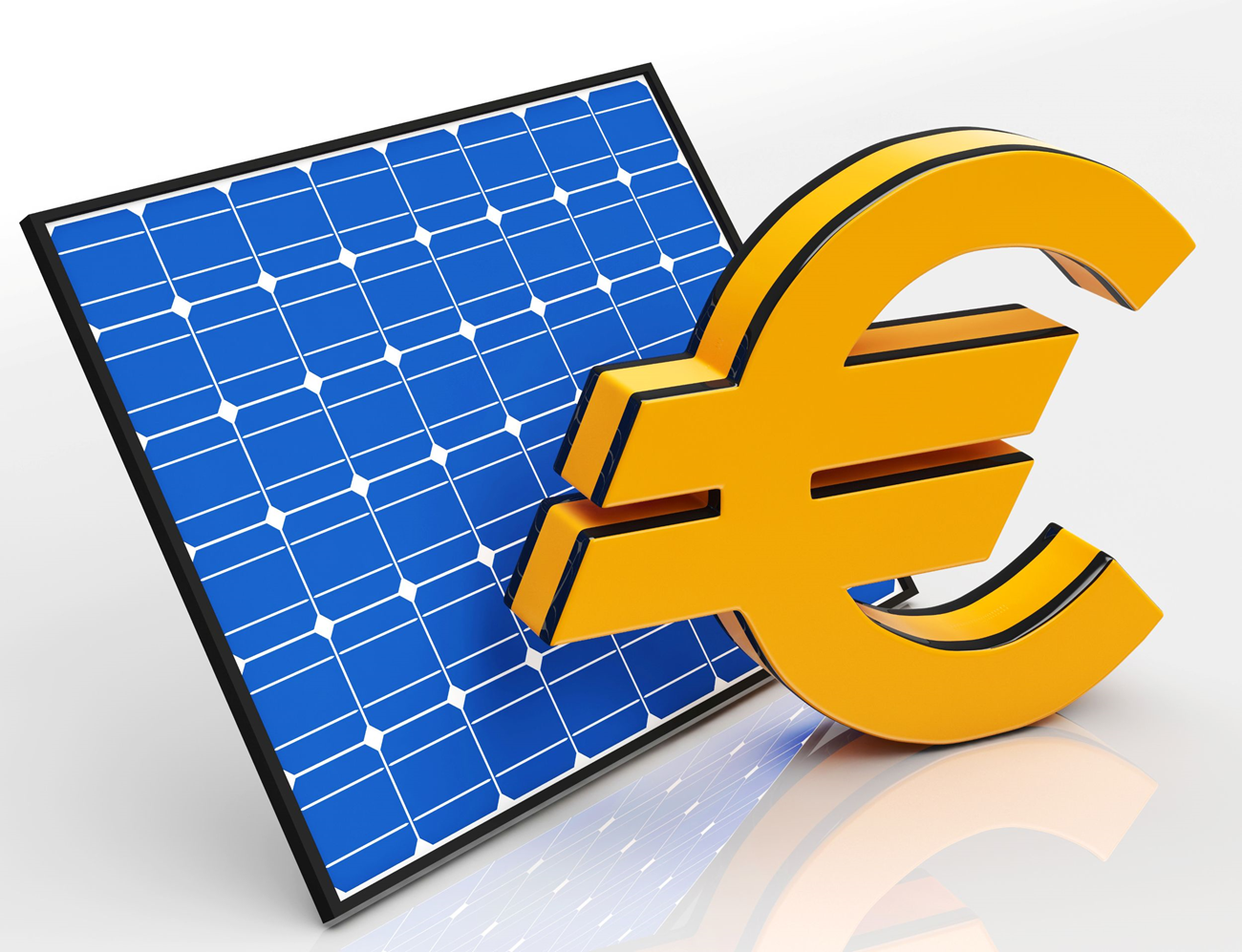 Disegno di un pannello solare affiancato al simbolo dell'euro